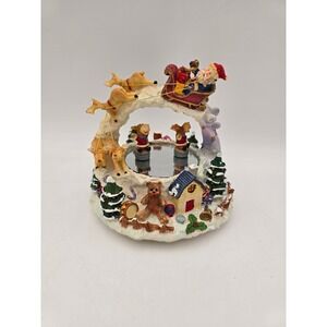 Gift Gallery Musical Skating Moose Pond Santa Reindeer Wind Up Christmas Decor